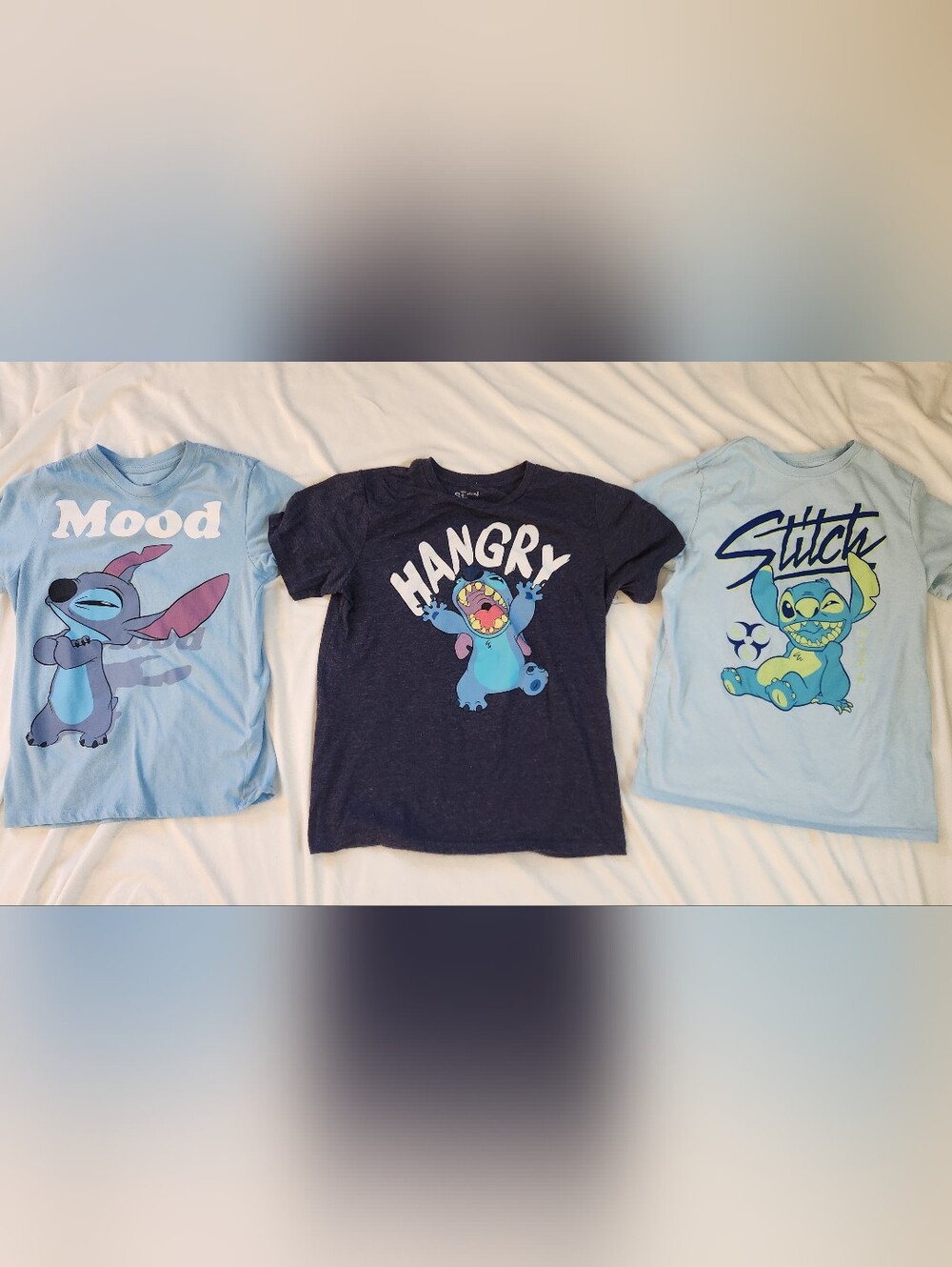 Disney Blue Stitch Graphic Tee Trio - Navy & Light Blue